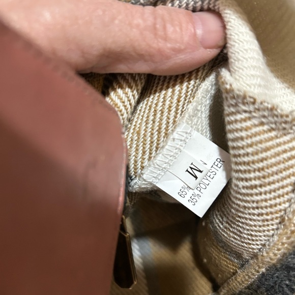 Shein Brown and White Utility Jacket with Plaid Pattern - Picture 4 of 6